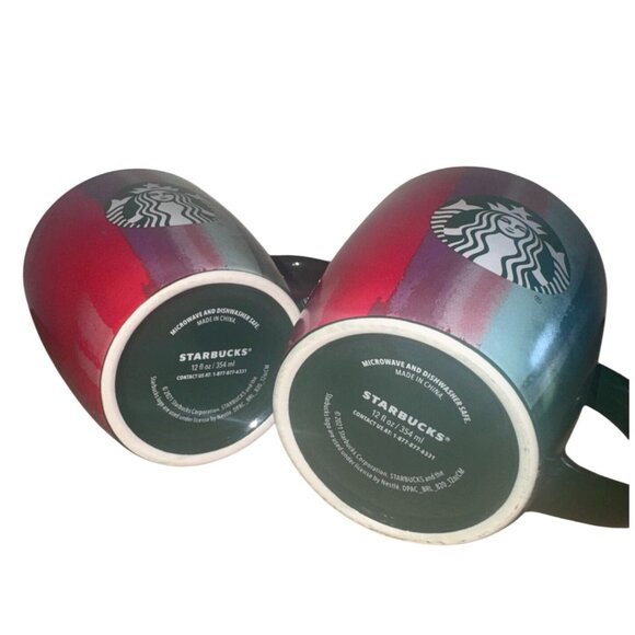 Starbucks Gradient Rainbow Ceramic Mugs 12 Oz Set Of 2 Dishwasher & Microwave Sa - Picture 4 of 6